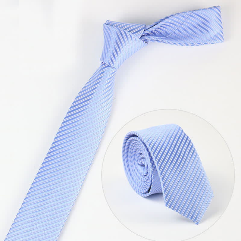 Men's Solid Grey Blue White Twill Daily Necktie - Blue - image 5