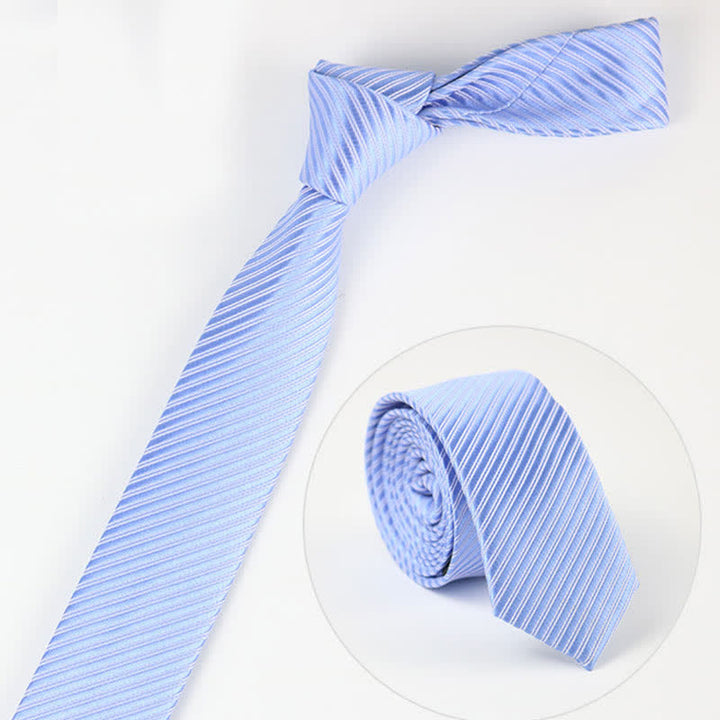 Men's Solid Grey Blue White Twill Daily Necktie - Blue - image 5