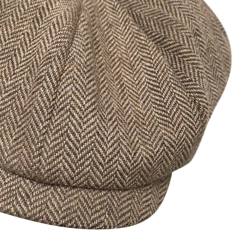 Coffee Fine Herringbone Octagon Beret Cap