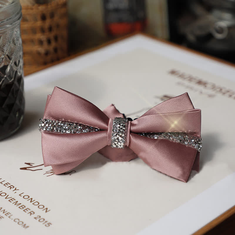 Men's Shining Rhinestone Satin Bow Tie