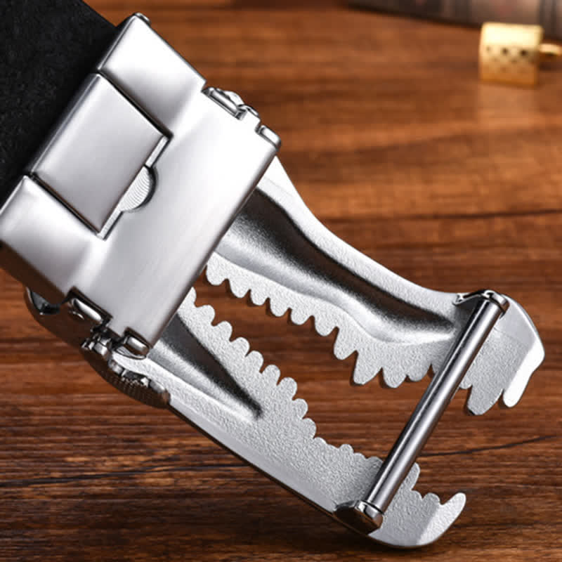 Men's Open-Mouthed Crocodile Automatic Buckle Leather Belt