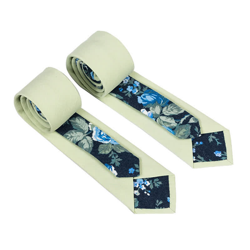 Men's Novel Plaid Floral Patchwork Necktie - Honeydew - image 26