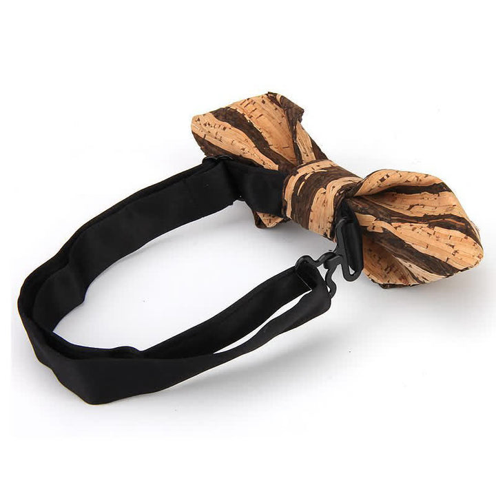 Men's Creative Pointed Cork Wooden Bow Tie