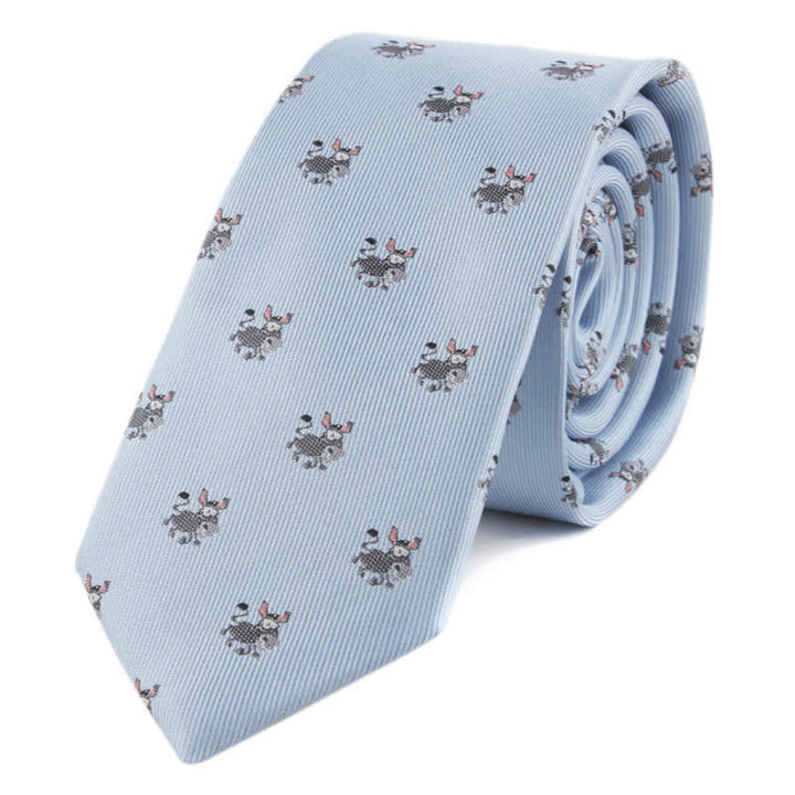 Men's Animals Poker Motifs Necktie - LightBlue Donkey - image 10