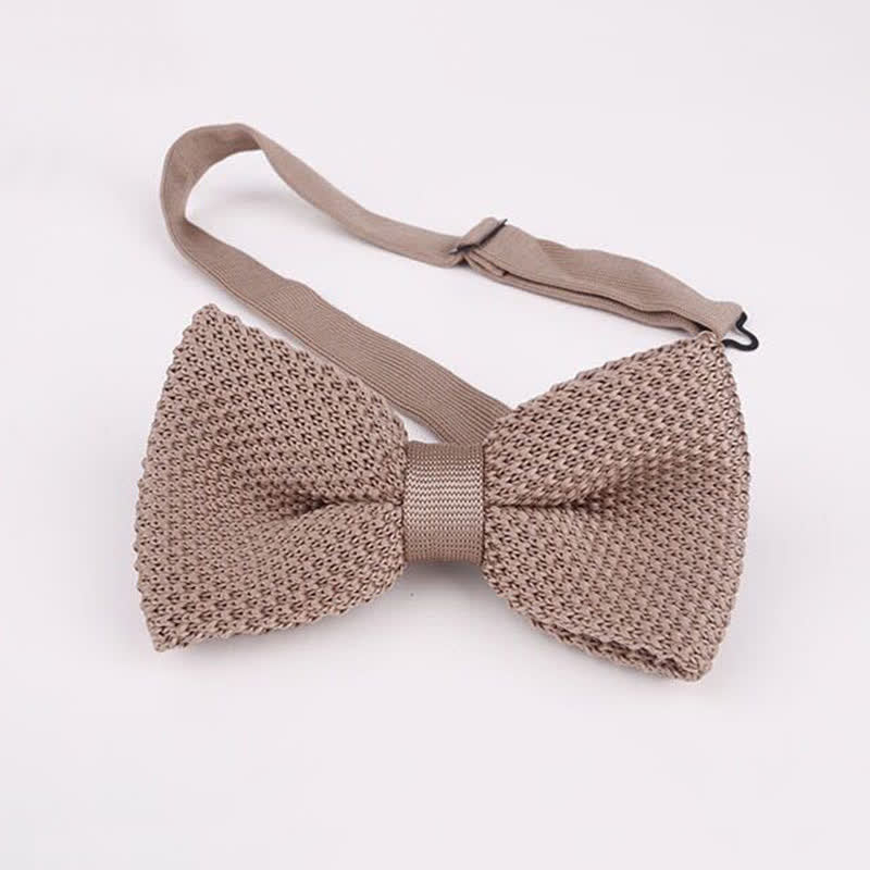 Men's Solid Color Double Layer Knitted Bow Tie