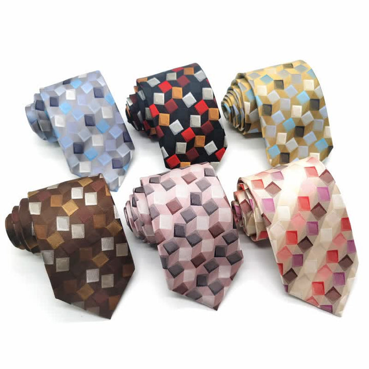 Men's Colorful Geometric Square Pure Silk Necktie