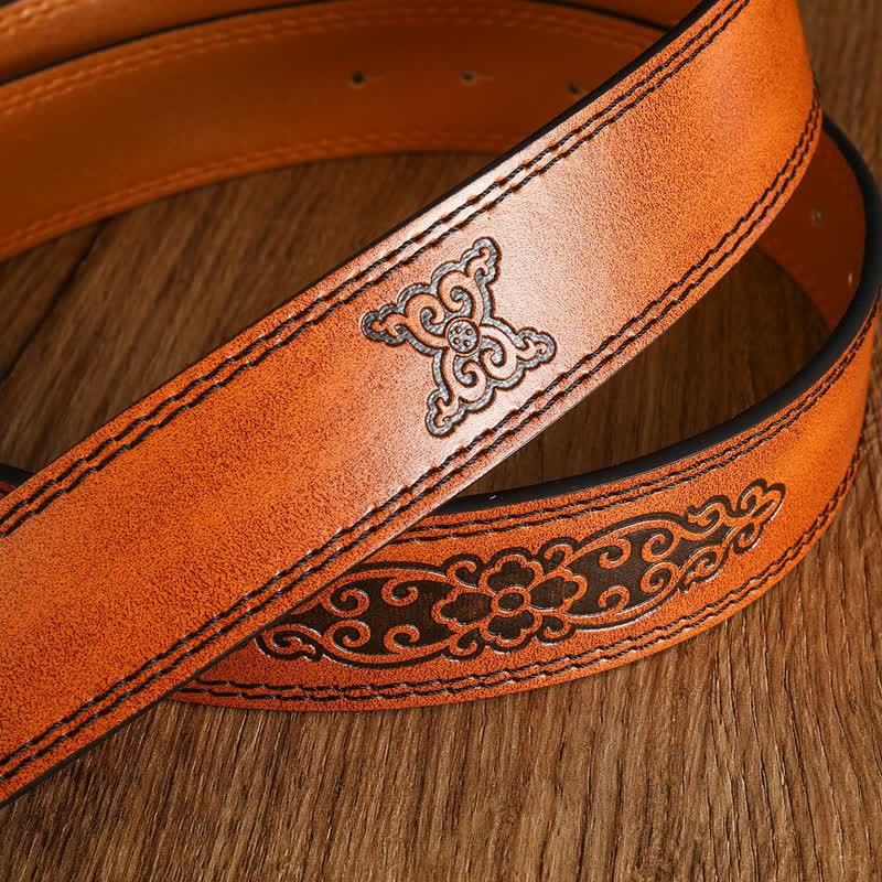 Men's Black Silver Running Horse Leather Belt - image 14