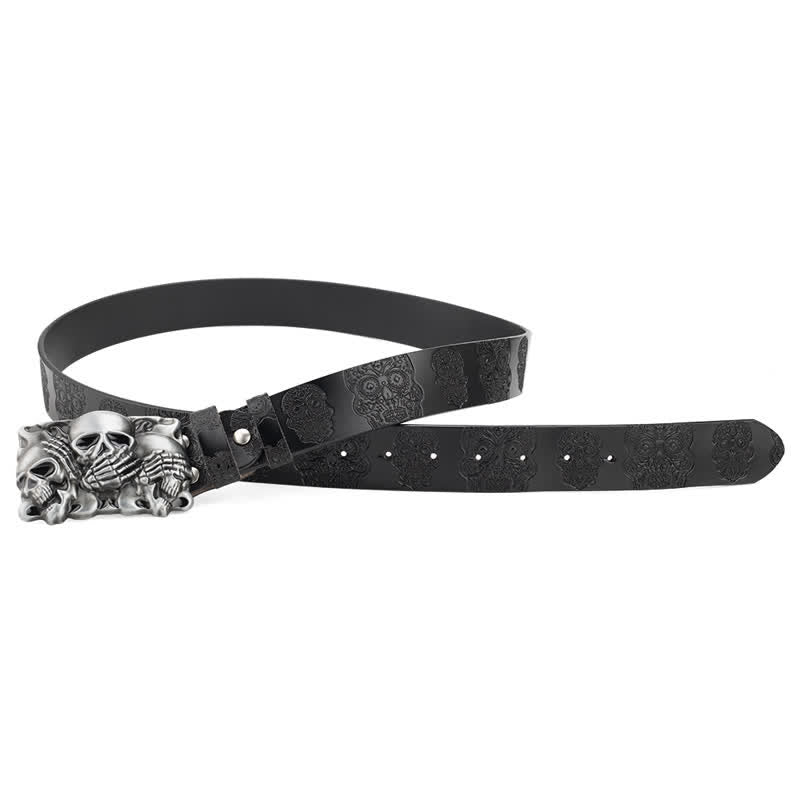 Men's Gothic Horrible Laugh Skeleton Leather Belt