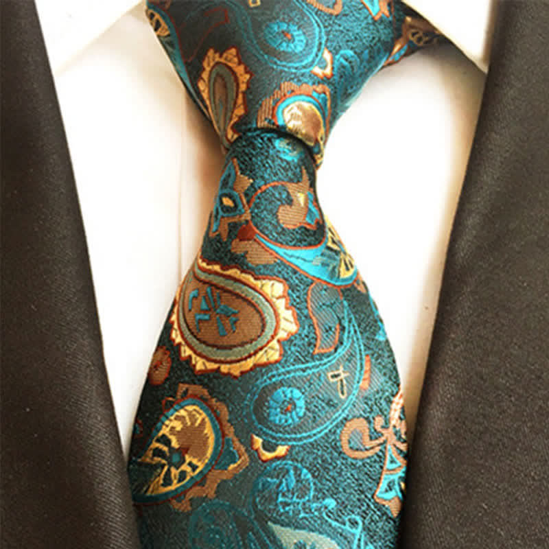 DarkGreen Men's Nostalgia Paisley Necktie