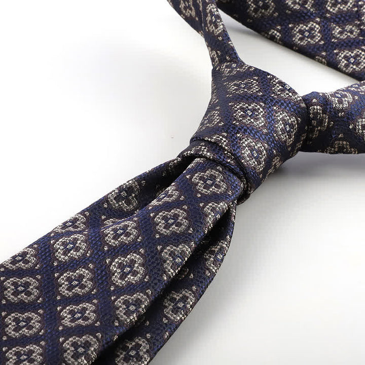 Men's Tiny Geometric Flowers Textured Necktie