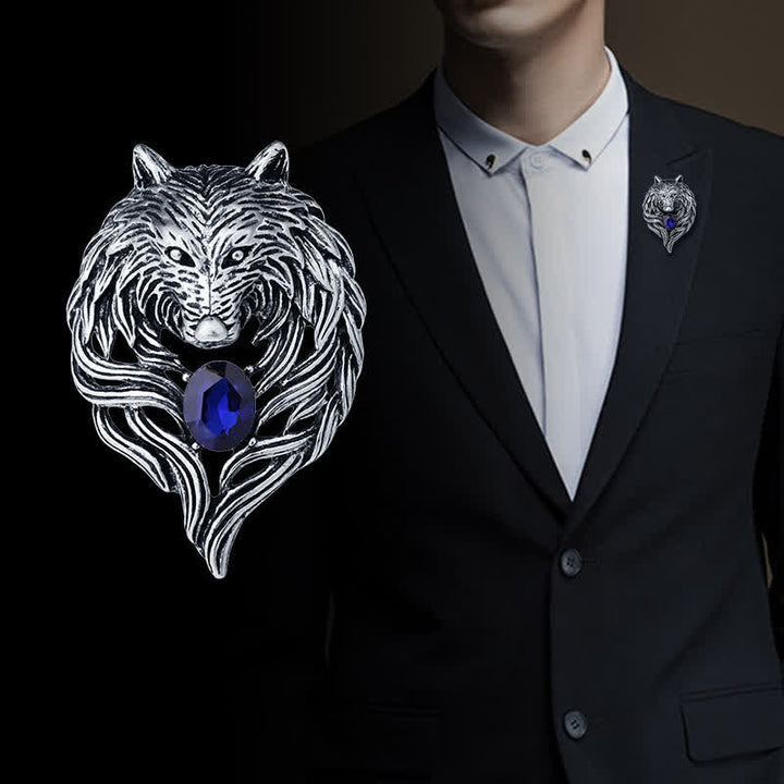 Men's Legend Wolf Head Brooch