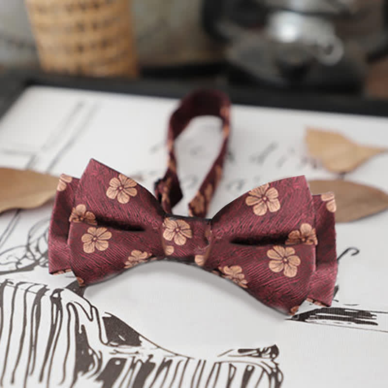 Men's Retro Floral Leaves Bow Tie