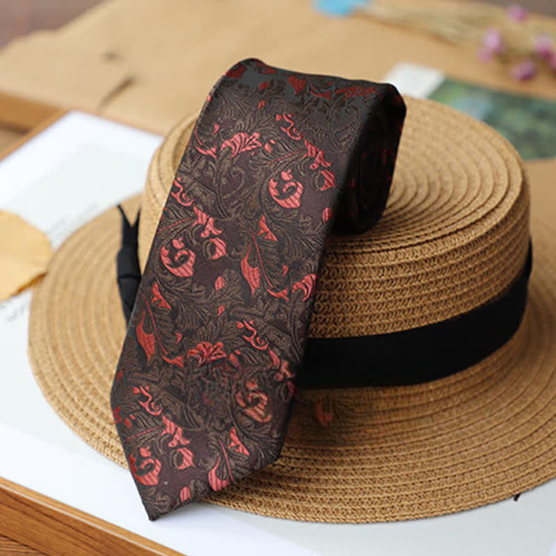 Men's Black & Red Thistles Exotic Mystery Necktie