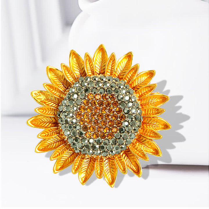 Women's Yellow Sunflower Rhinestone Brooch