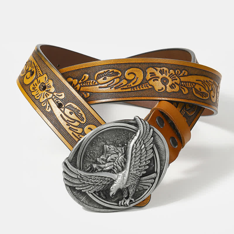 Men's Cool Eagle Wing Embossed Leather Belt