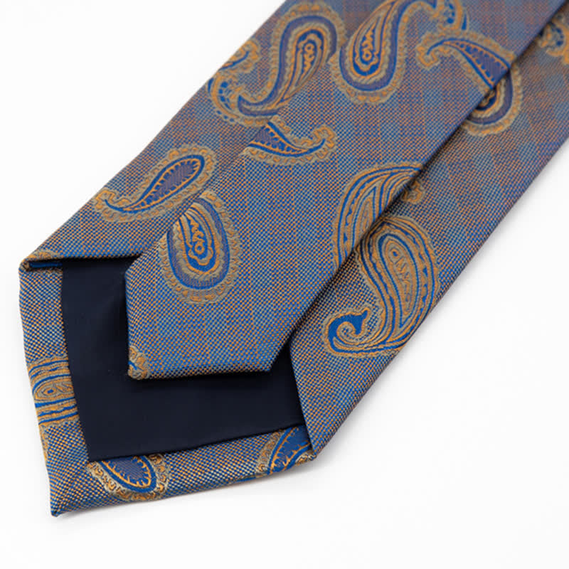 Men's Kaleidoscope Blue & Gold Paisley Necktie - image 3