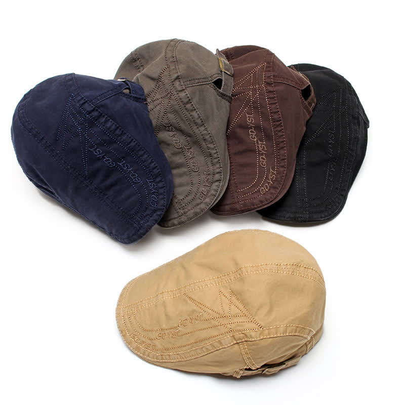 Alphabet Solid Color Washed Denim Beret Cap - image 1
