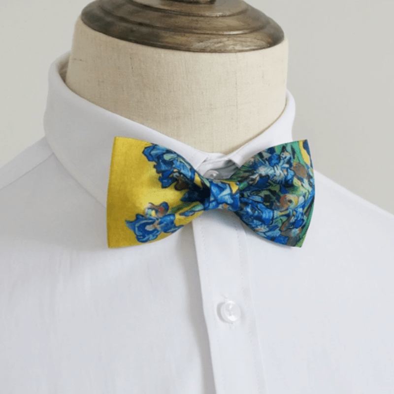 Men's Creative Oil Printing Yellow Iris Bow Tie