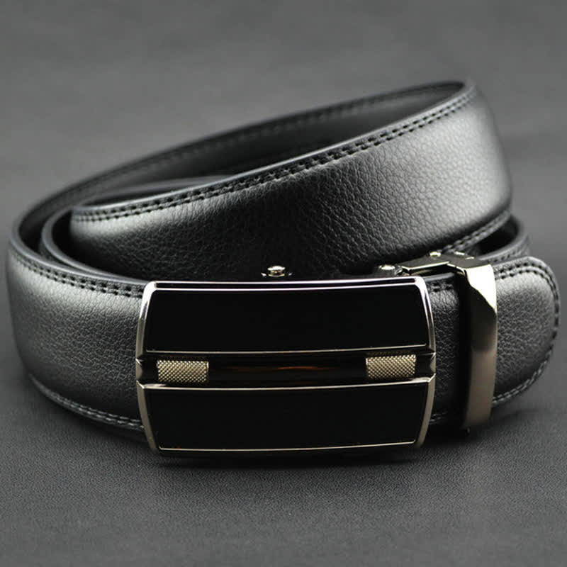 Men's Simple Hollow Automatic Buckle Leather Belt - image 2