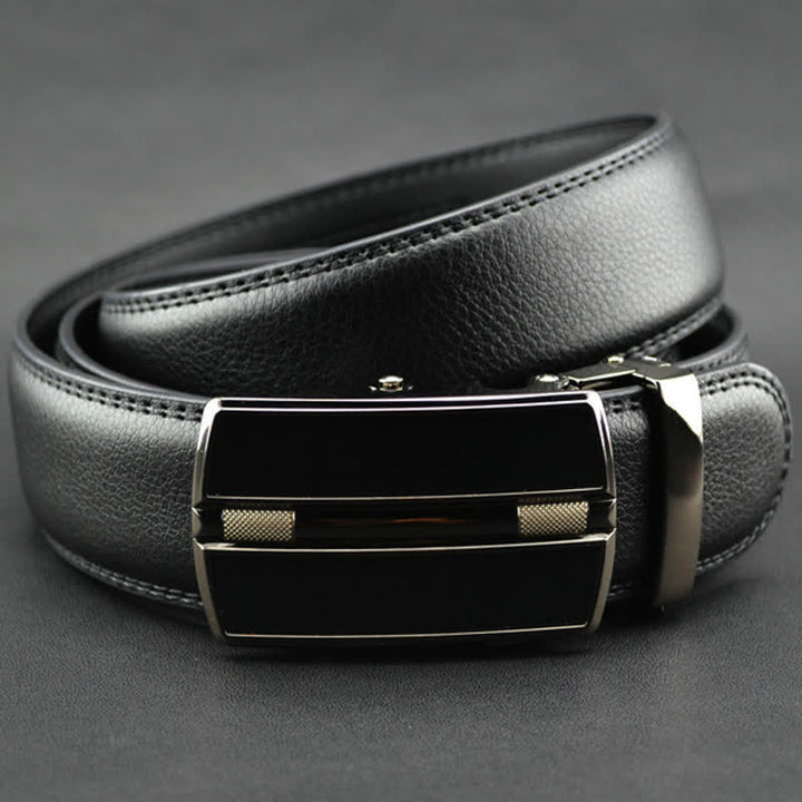 Men's Simple Hollow Automatic Buckle Leather Belt - image 2
