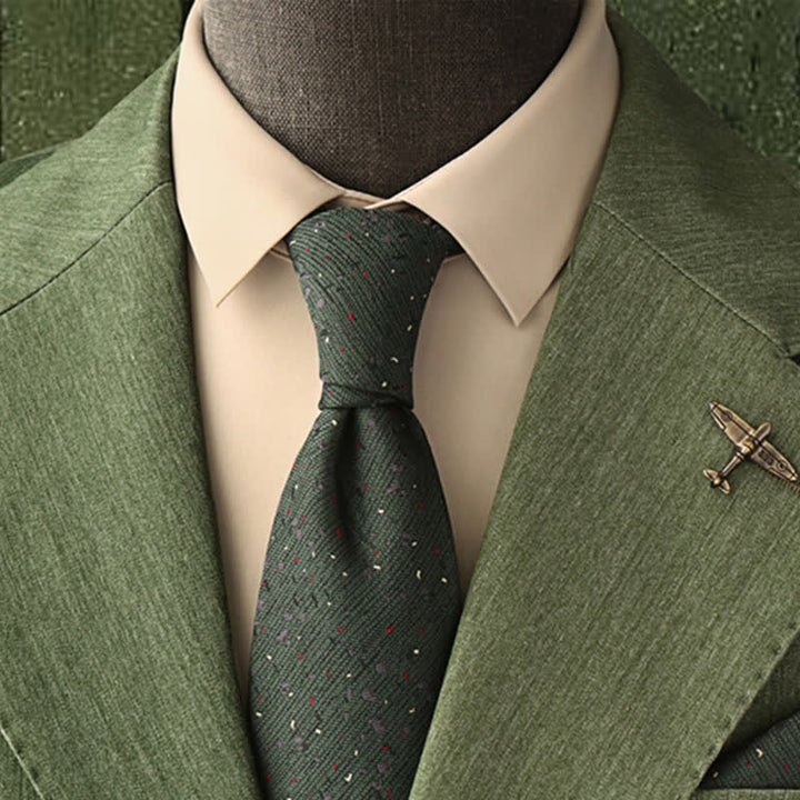 Men's Forest Green Multi-colored Dots Necktie