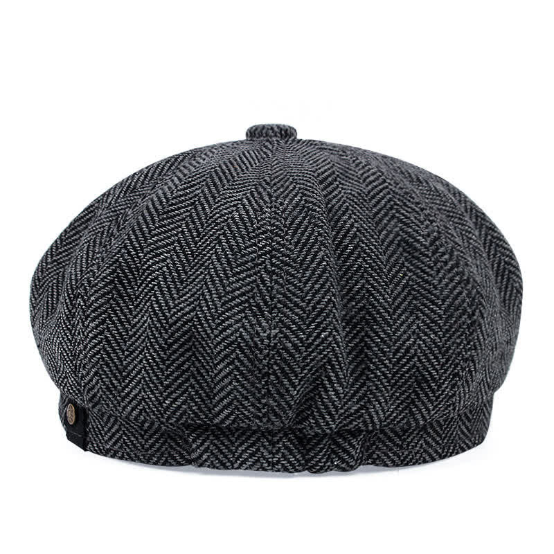 Vintage Striped Herringbone Octagonal Beret Cap - image 4