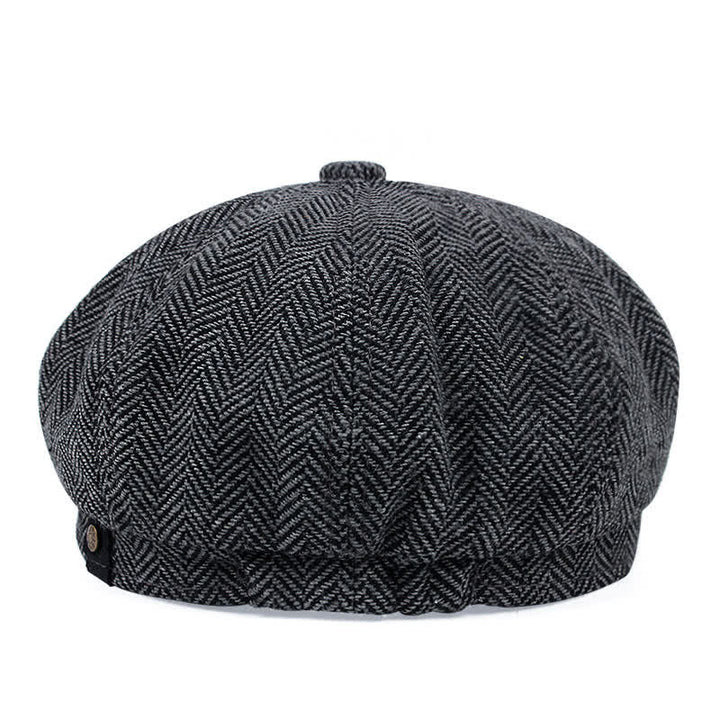 Vintage Striped Herringbone Octagonal Beret Cap - image 4