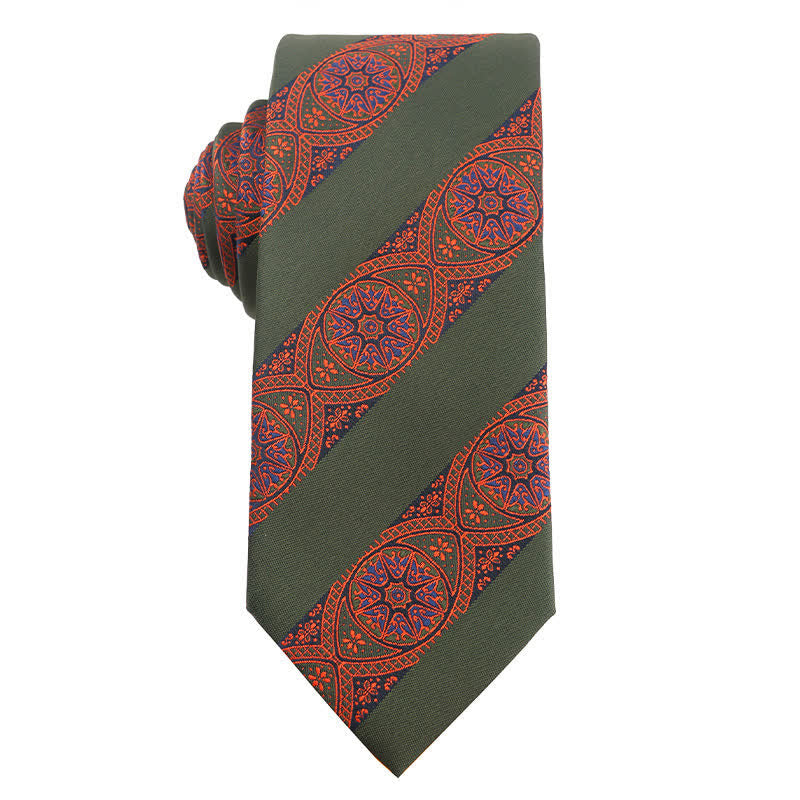 Men's Forest Green Orange Series Necktie