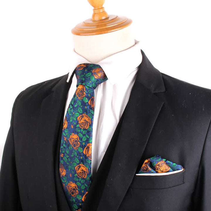 Men's Elegant Roses Leaves Necktie