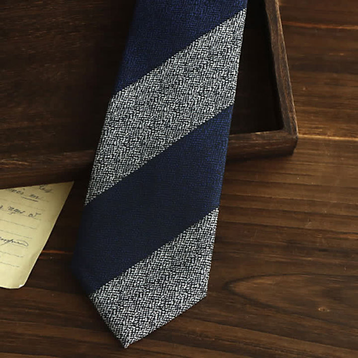 Men's Navy & Gray Block Striped Necktie - image 2