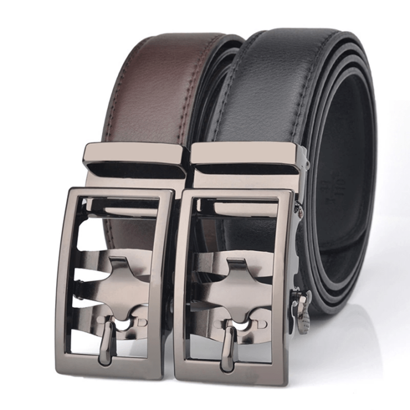 Men's Sophisticated Hollow Automatic Buckle Leather Belt - image 0
