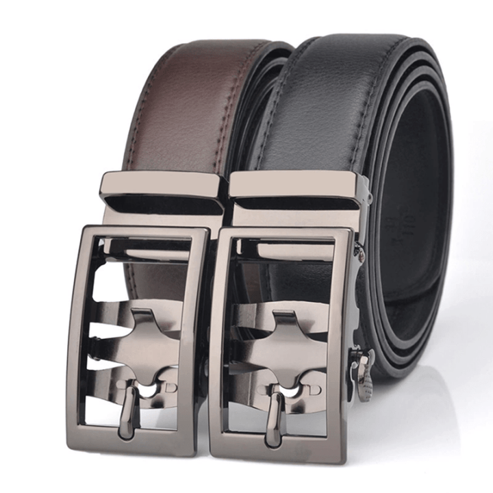 Men's Sophisticated Hollow Automatic Buckle Leather Belt