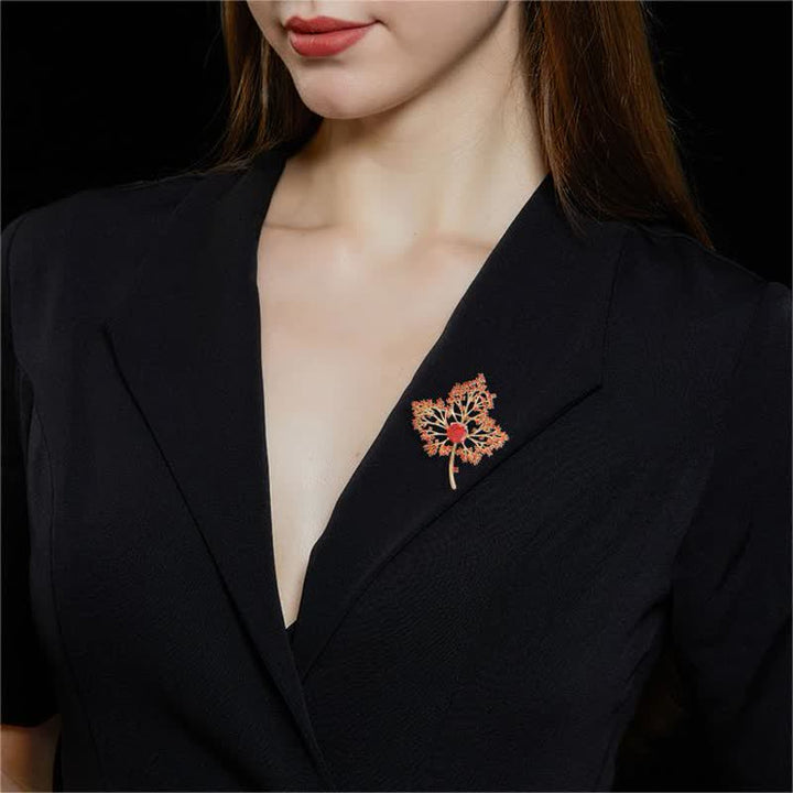 Women's Graceful Autumn Maple Brooch