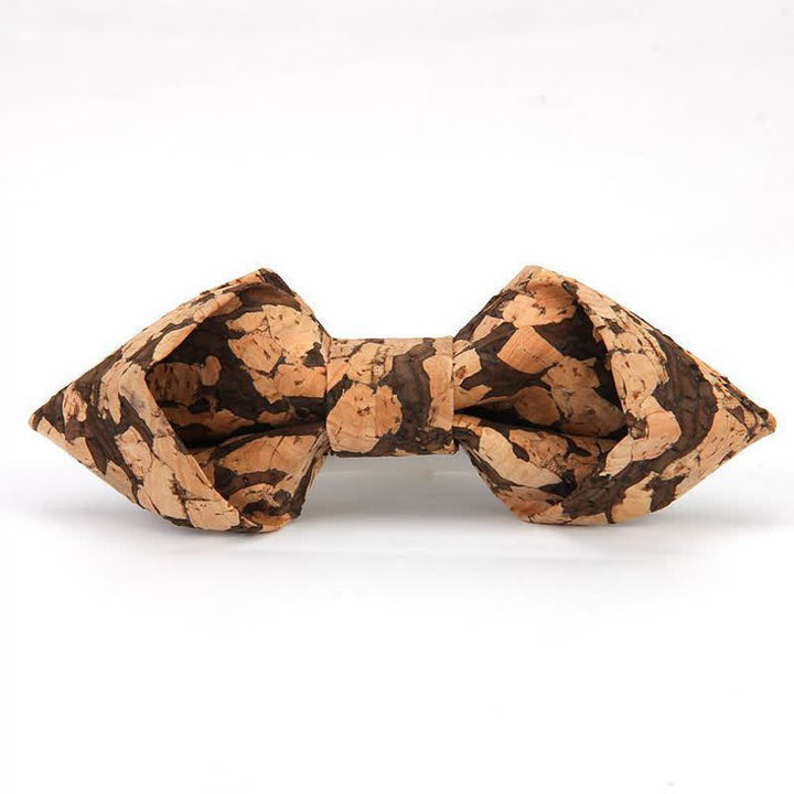 Men's Creative Pointed Cork Wooden Bow Tie