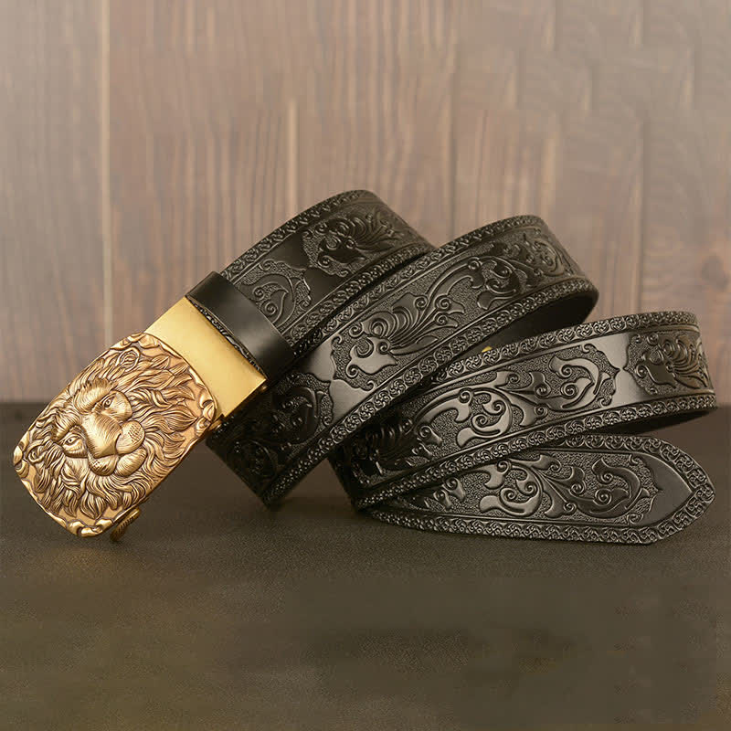 Men's Honor Male Lion Head Leather Belt