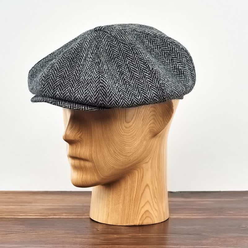 Bakerboy Herringbone Tweed Octagonal Beret Cap