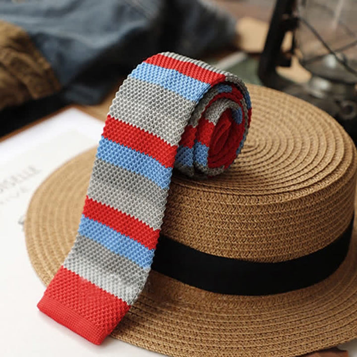 Men's Autumn Horizonal Striped Knitted Necktie