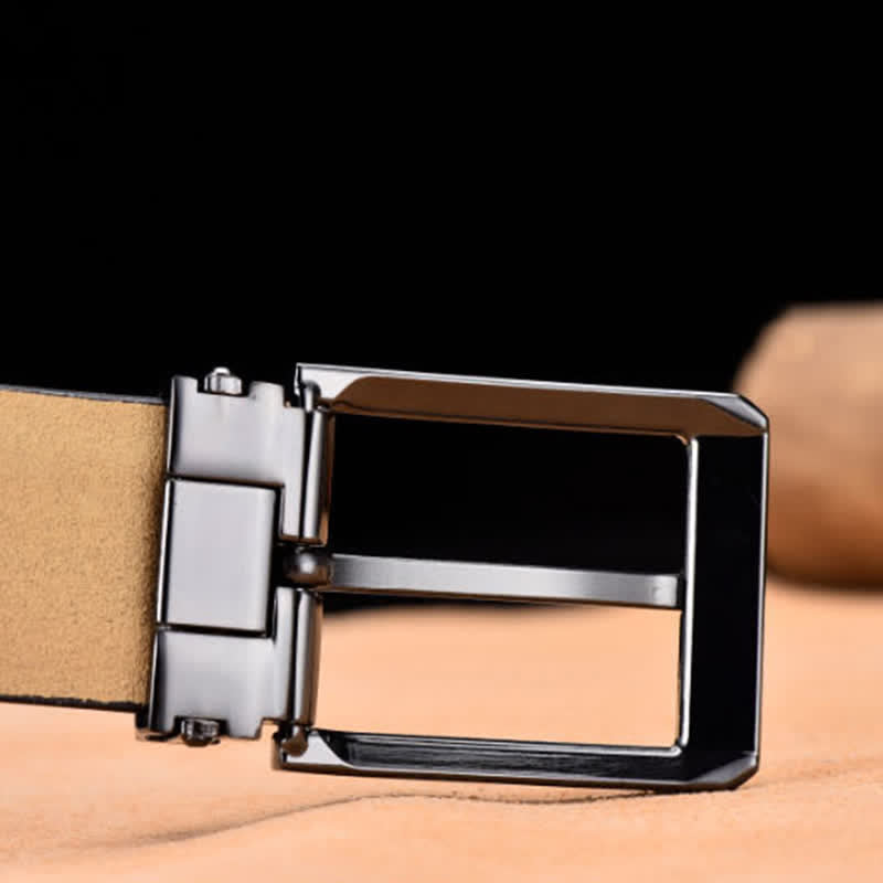 Men's Noble Black and Silver Buckle Leather Belt - image 2