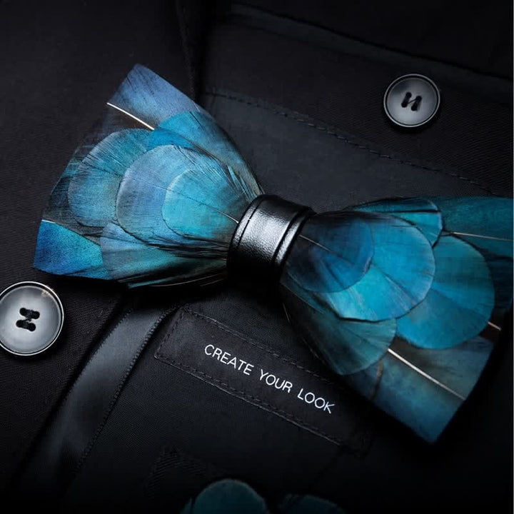 Blue Peacock Feather Bow Tie Collection Bundle