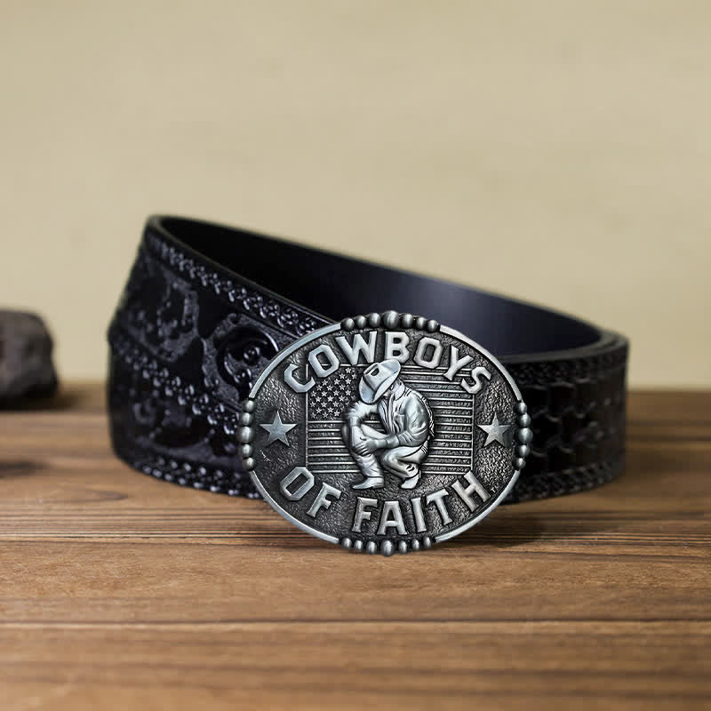 Men's DIY Cowboys Of Faith Buckle Leather Belt