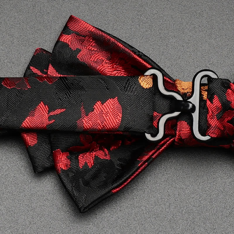 Men's Black & Red Falling Floral Bow Tie