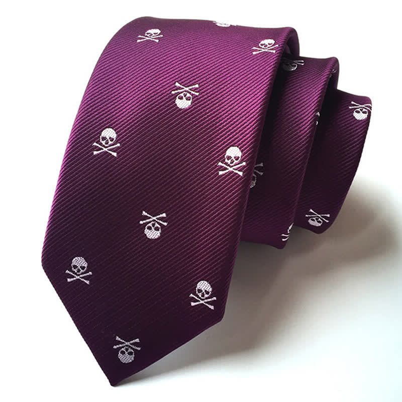 Men's Halloween Skeleton Cross Bones Necktie