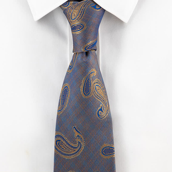 Men's Kaleidoscope Blue & Gold Paisley Necktie - image 1
