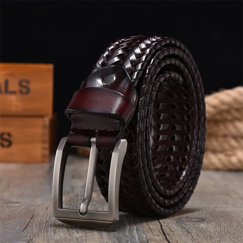 Men's Casual Handwoven Braided Leather Belt