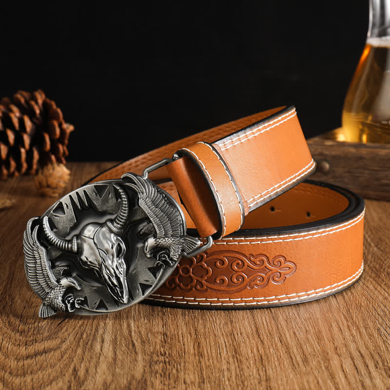 Men's Vintage Bull & Dual Eagles Leather Belt