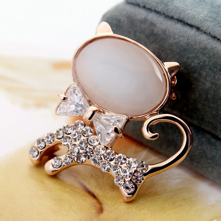 Women's Opal Kitty With Bowtie Brooch