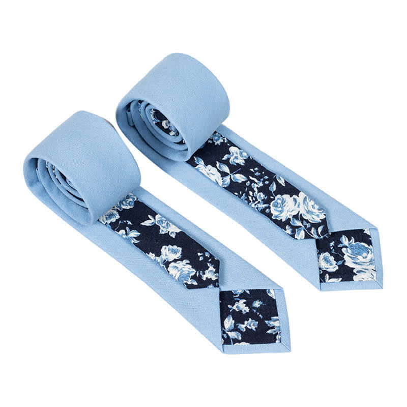 Men's Novel Plaid Floral Patchwork Necktie - LightSkyBlue - image 23