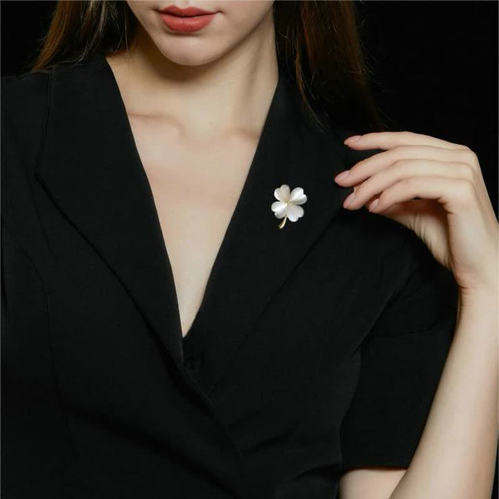 Women's Lucky Four-Leaf Clovers Brooch