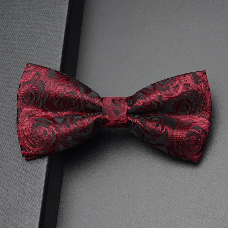 Men's Burgundy Rose Bow Tie Corsage Handkerchief