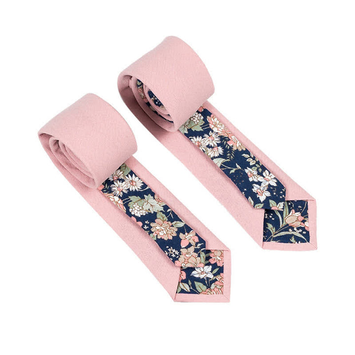 Men's Novel Plaid Floral Patchwork Necktie - Pink - image 19